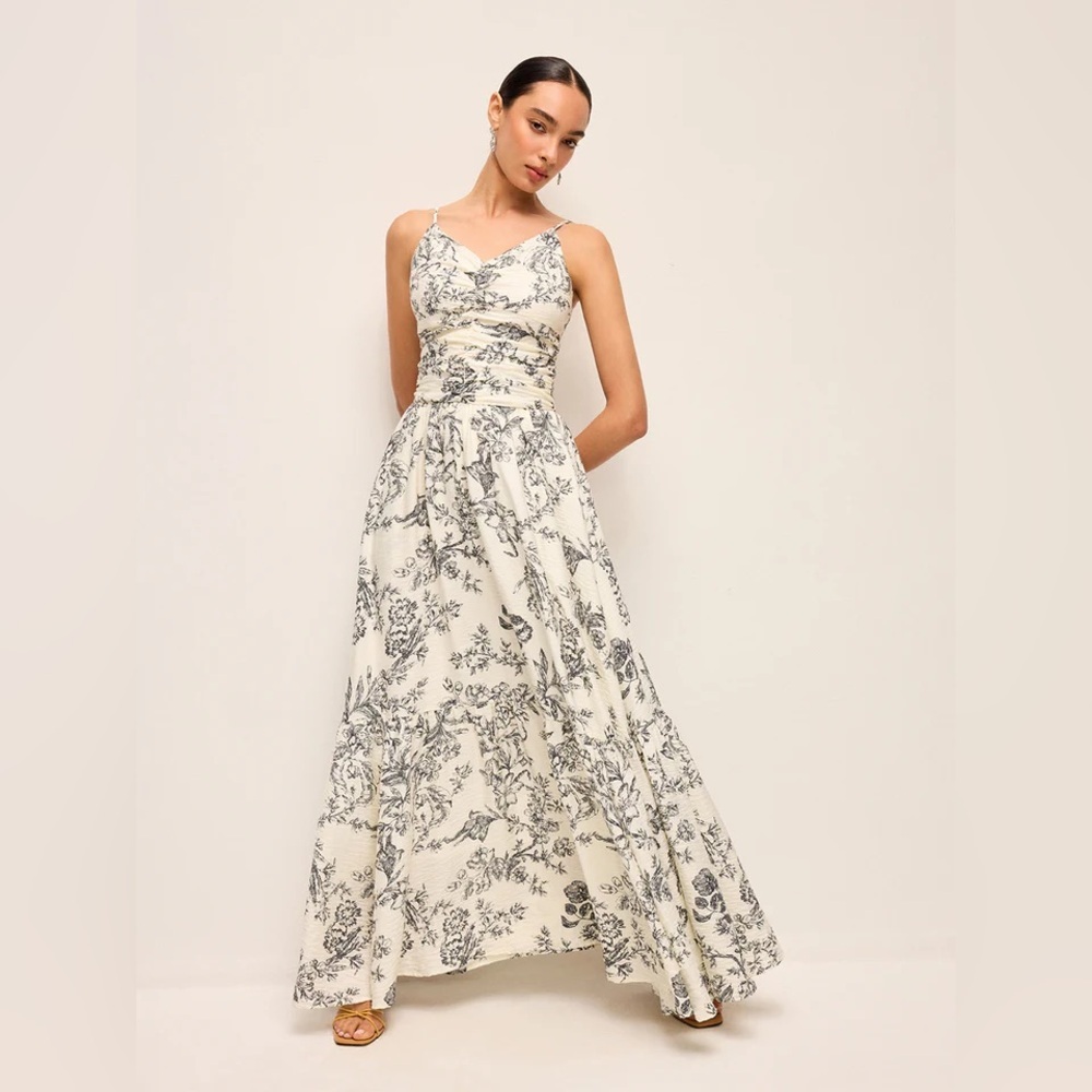 Commense Toile French Country Floral Print Dress
